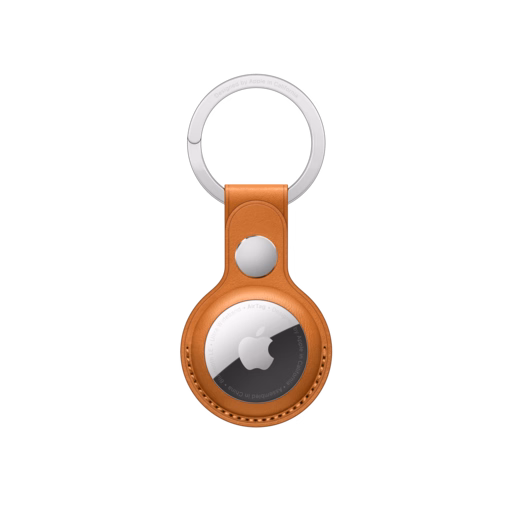 AirTag Leather Key Ring — Golden Brown