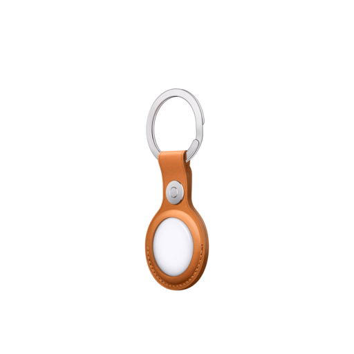 AirTag Leather Key Ring — Golden Brown