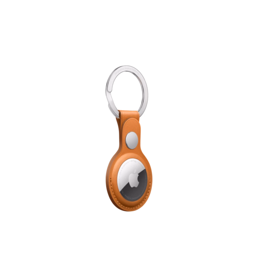 AirTag Leather Key Ring — Golden Brown