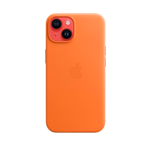 iPhone 14 Leather Case with MagSafe — Orange