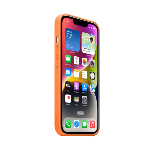 iPhone 14 Leather Case with MagSafe — Orange