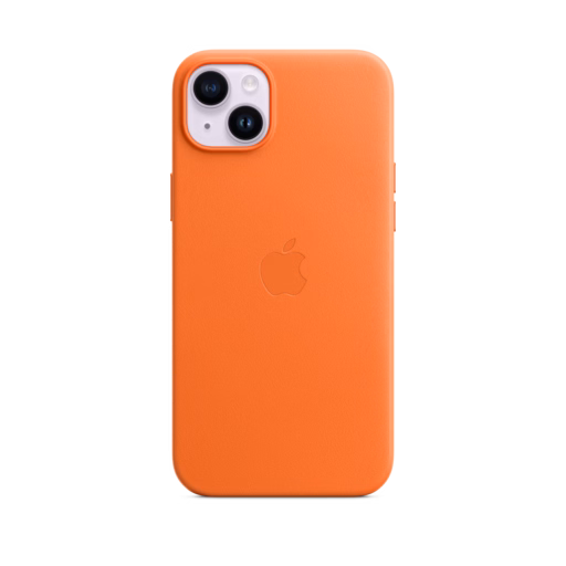 iPhone 14 Plus Leather Case with MagSafe — Orange