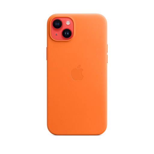 iPhone 14 Plus Leather Case with MagSafe — Orange