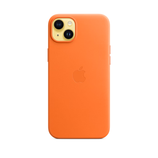 iPhone 14 Plus Leather Case with MagSafe — Orange