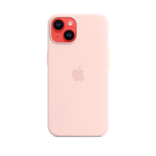 iPhone 14 Silicone Case with MagSafe — Chalk Pink