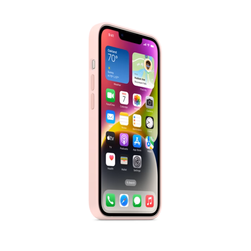 iPhone 14 Silicone Case with MagSafe — Chalk Pink