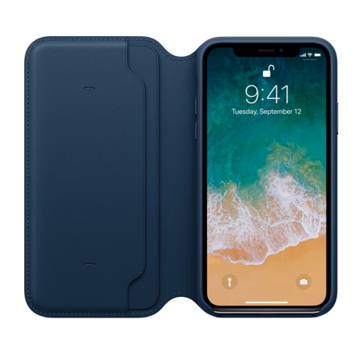 iPhone X Leather Folio — Cosmos Blue