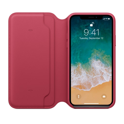 iPhone X Leather Folio — Berry