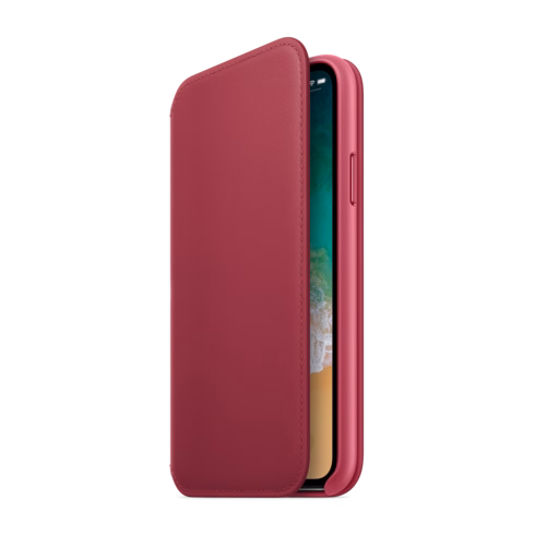 iPhone X Leather Folio — Berry
