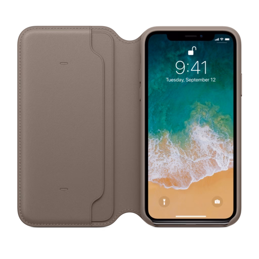 iPhone X Leather Folio — Taupe