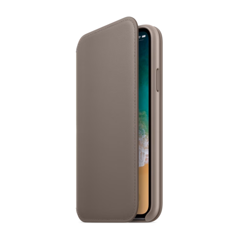 iPhone X Leather Folio — Taupe