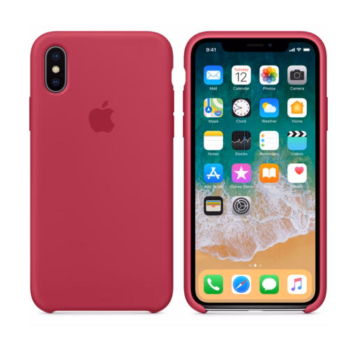 iPhone X Silicone Case — Rose Red