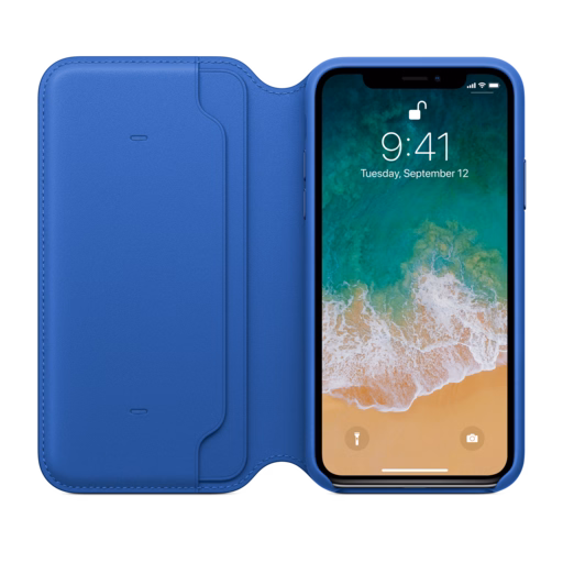 iPhone X Leather Folio — Electric Blue