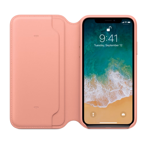 iPhone X Leather Folio — Soft Pink