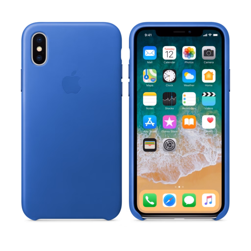 iPhone X Leather Case — Electric Blue