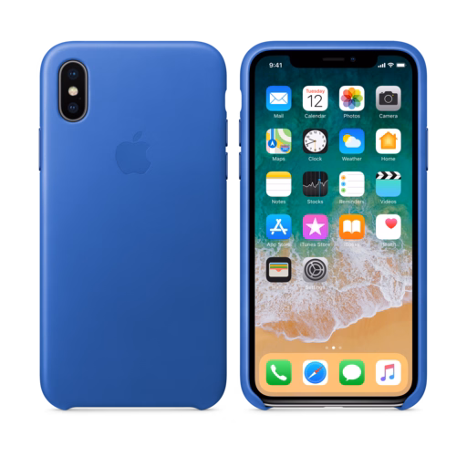 iPhone X Leather Case — Electric Blue