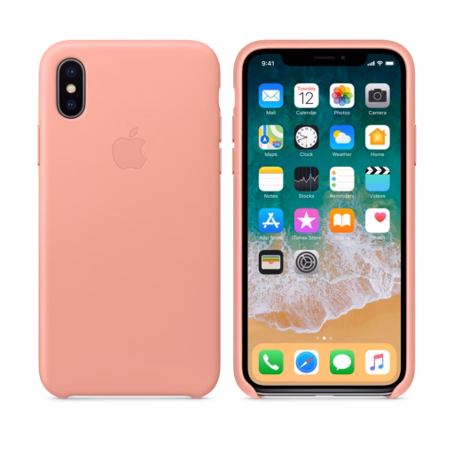iPhone X Leather Case — Soft Pink