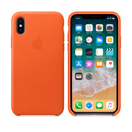 iPhone X Leather Case — Bright Orange