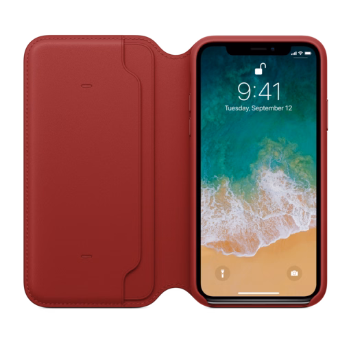 iPhone X Leather Folio — (PRODUCT)RED