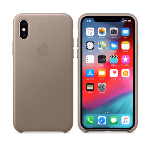 iPhone XS Leather Case — Taupe