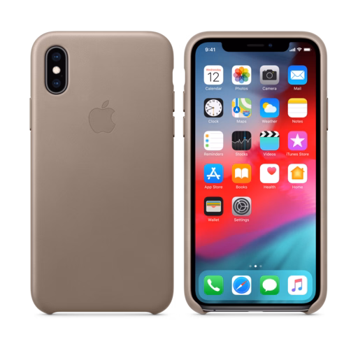 iPhone XS Leather Case — Taupe