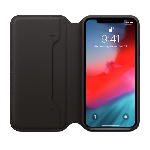 iPhone XS Leather Folio — Black