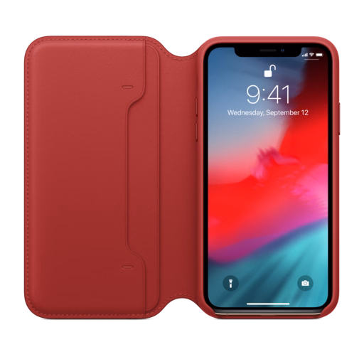 iPhone XS Leather Folio — (PRODUCT)RED