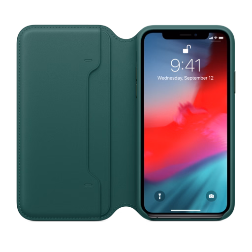 iPhone XS Leather Folio — Forest Green