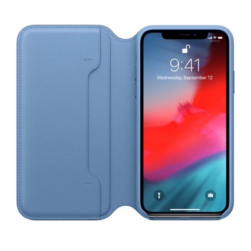 iPhone XS Leather Folio — Cape Cod Blue