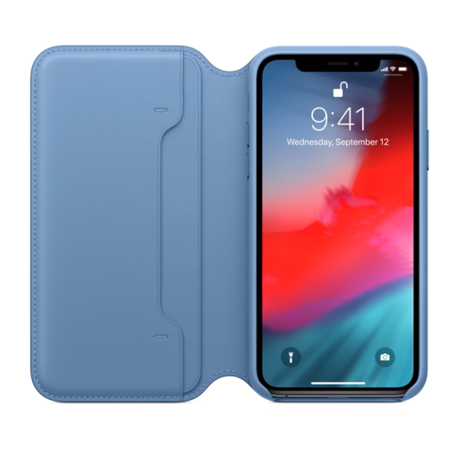 iPhone XS Leather Folio — Cape Cod Blue