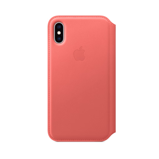 iPhone XS Leather Folio — Peony Pink