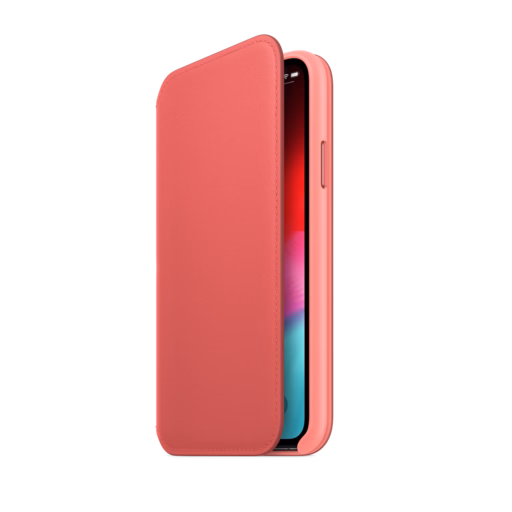 iPhone XS Leather Folio — Peony Pink
