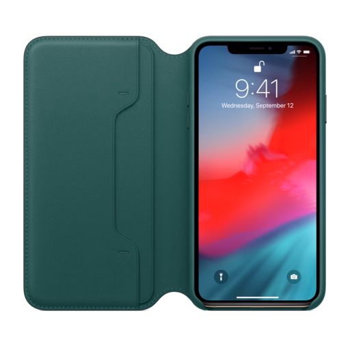 iPhone XS Max Leather Folio — Forest Green