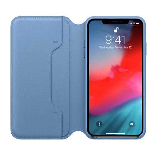 iPhone XS Max Leather Folio — Cape Cod Blue