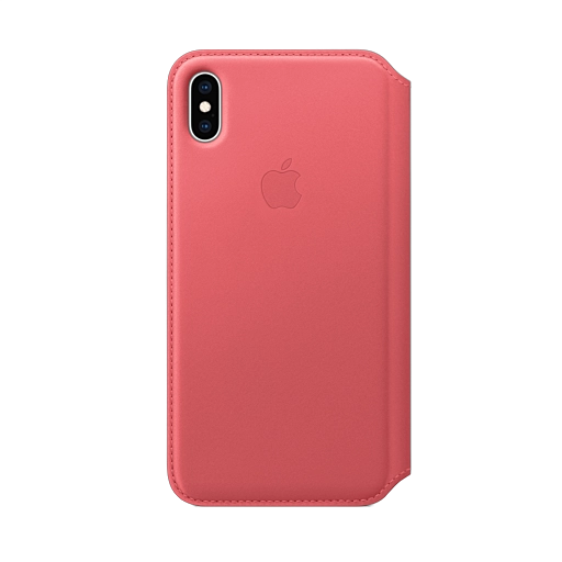 iPhone XS Max Leather Folio — Peony Pink