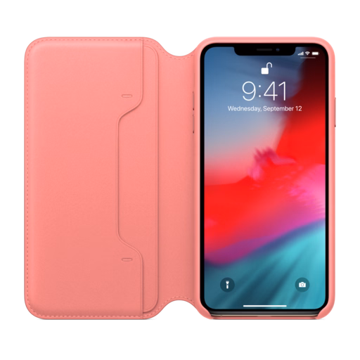 iPhone XS Max Leather Folio — Peony Pink