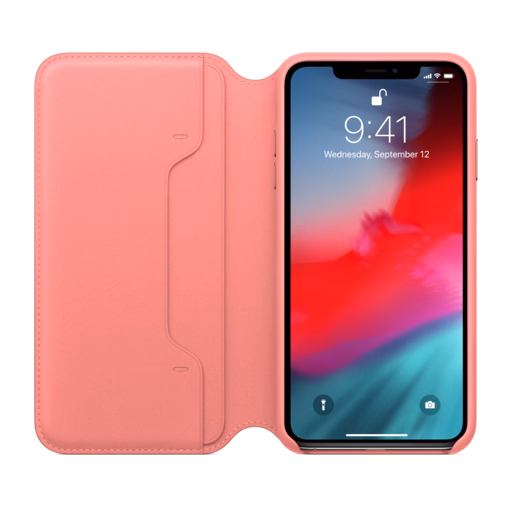 iPhone XS Max Leather Folio — Peony Pink