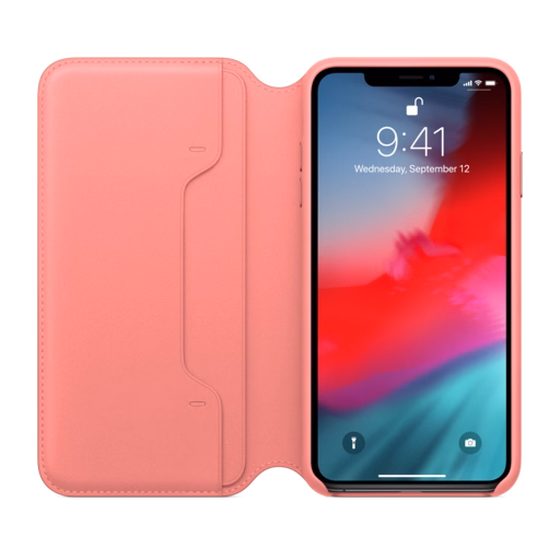 iPhone XS Max Leather Folio — Peony Pink