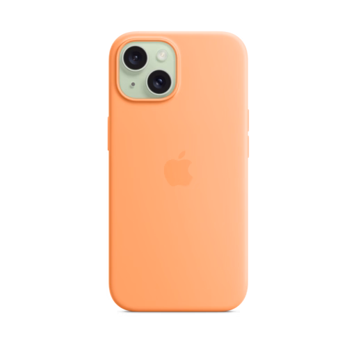 iPhone 15 Silicone Case with MagSafe — Orange Sorbet