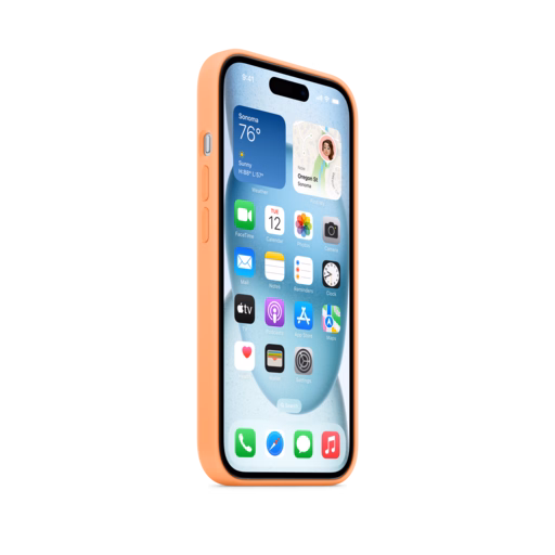 iPhone 15 Silicone Case with MagSafe — Orange Sorbet