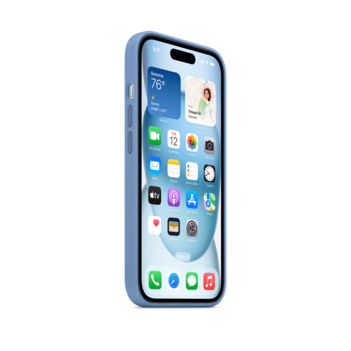 iPhone 15 Silicone Case with MagSafe — Winter Blue