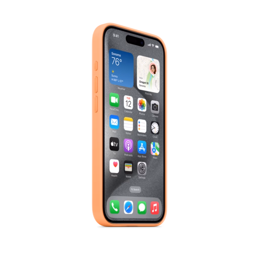 iPhone 15 Pro Silicone Case with MagSafe — Orange Sorbet