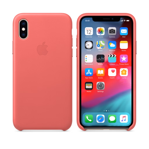 iPhone XS Leather Case — Peony Pink