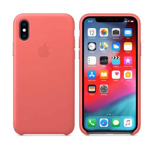 iPhone XS Leather Case — Peony Pink
