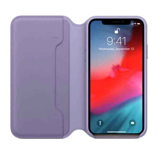 iPhone XS Leather Folio — Lilac