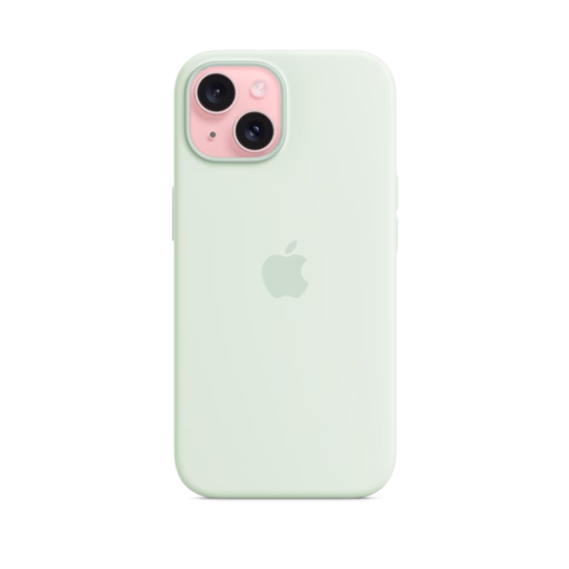 iPhone 15 Silicone Case with MagSafe — Soft Mint