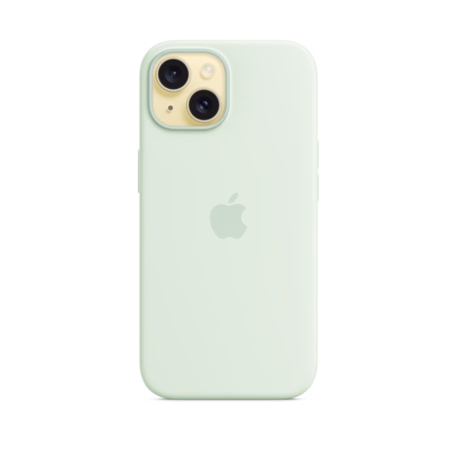 iPhone 15 Silicone Case with MagSafe — Soft Mint