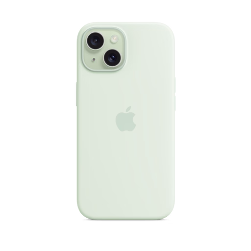 iPhone 15 Silicone Case with MagSafe — Soft Mint