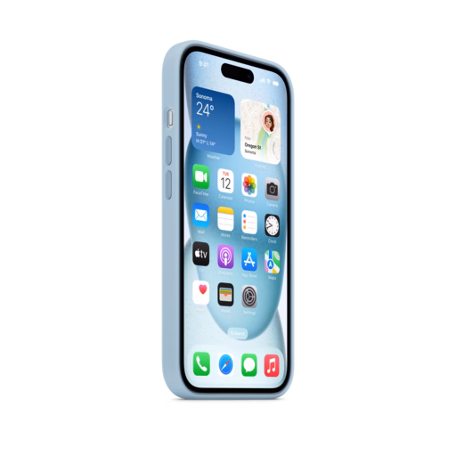 iPhone 15 Silicone Case with MagSafe — Light Blue
