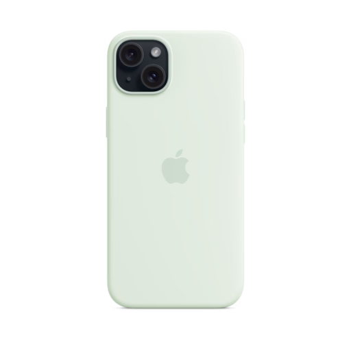 iPhone 15 Plus Silicone Case with MagSafe — Soft Mint